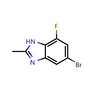 Chemical structure of 5-Bromo-7-fluoro-2-methyl-1H-benzo[d]imidazole , CAS 1301214-70-9, AChemBlock Y233368