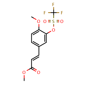 Chemical structure of Methyl (E)-3-(4-methoxy-3-(((trifluoromethyl)sulfonyl)oxy)phenyl)acrylate , AChemBlock Y233384