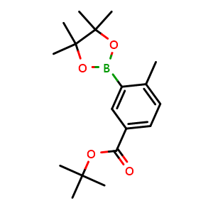 Chemical structure of tert-Butyl 4-methyl-3-(4,4,5,5-tetramethyl-1,3,2-dioxaborolan-2-yl)benzoate , AChemBlock Y233422