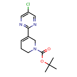 Chemical structure of tert-Butyl 5-(5-chloropyrimidin-2-yl)-3,6-dihydropyridine-1(2H)-carboxylate , AChemBlock Y233423