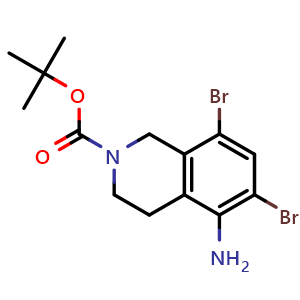 Chemical structure of tert-Butyl 5-amino-6,8-dibromo-3,4-dihydroisoquinoline-2(1H)-carboxylate , AChemBlock Y233424