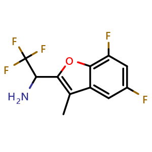 Chemical structure of 1-(5,7-Difluoro-3-methylbenzofuran-2-yl)-2,2,2-trifluoroethan-1-amine , CAS 2883543-53-9, AChemBlock Y233452