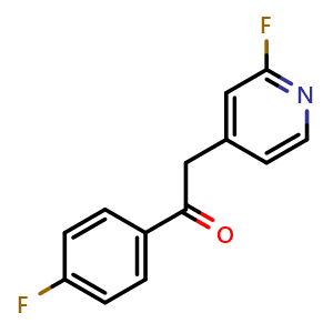 Chemical structure of 1-(4-Fluorophenyl)-2-(2-fluoropyridin-4-yl)ethan-1-one , CAS 302839-09-4, AChemBlock Y233457