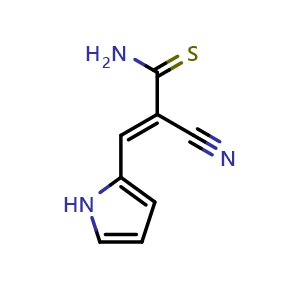 Chemical structure of (E)-2-Cyano-3-(1H-pyrrol-2-yl)prop-2-enethioamide , CAS 877174-61-3, AChemBlock Y233465