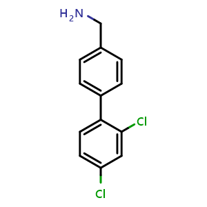Chemical structure of (2',4'-Dichloro-[1,1'-biphenyl]-4-yl)methanamine , CAS 939757-84-3, AChemBlock Y233466