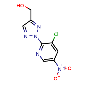Chemical structure of (2-(3-Chloro-5-nitropyridin-2-yl)-2H-1,2,3-triazol-4-yl)methanol , CAS 3037703-52-6, AChemBlock Y233472