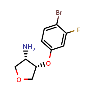 Chemical structure of (3S,4S)-4-(4-Bromo-3-fluorophenoxy)tetrahydrofuran-3-amine , AChemBlock Y233478