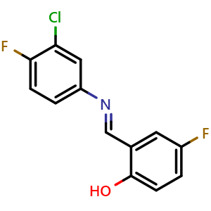 Chemical structure of (E)-2-(((3-Chloro-4-fluorophenyl)imino)methyl)-4-fluorophenol , CAS 2991206-14-3, AChemBlock Y233481