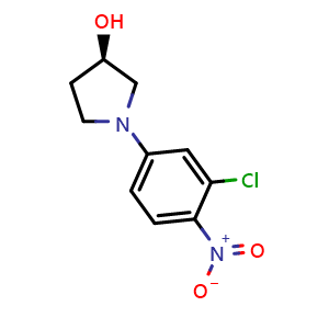 Chemical structure of (R)-1-(3-Chloro-4-nitrophenyl)pyrrolidin-3-ol , CAS 3037649-17-2, AChemBlock Y233491