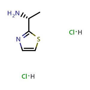 Chemical structure of (R)-1-(thiazol-2-yl)ethan-1-amine dihydrochloride , AChemBlock Y233492