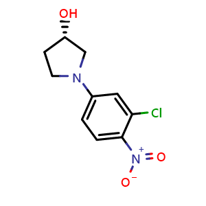 Chemical structure of (S)-1-(3-chloro-4-nitrophenyl)pyrrolidin-3-ol , CAS 3037649-54-7, AChemBlock Y233499