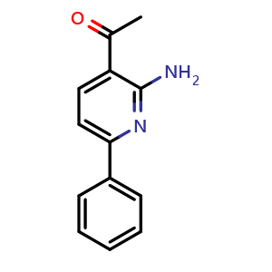 Chemical structure of 1-(2-Amino-6-phenylpyridin-3-yl)ethanone , CAS 3037703-01-5, AChemBlock Y233516