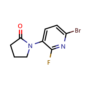 Chemical structure of 1-(6-Bromo-2-fluoropyridin-3-yl)pyrrolidin-2-one , AChemBlock Y233535