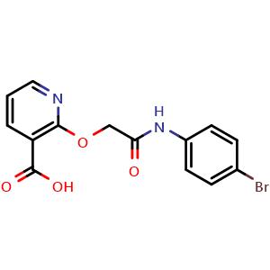 Chemical structure of 2-(2-((4-Bromophenyl)amino)-2-oxoethoxy)nicotinic acid , CAS 2990488-75-8, AChemBlock Y233549