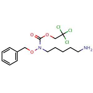 Chemical structure of 2,2,2-Trichloroethyl (5-aminopentyl)(benzyloxy)carbamate , CAS 2989338-54-5, AChemBlock Y233558