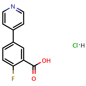 Chemical structure of 2-Fluoro-5-(pyridin-4-yl)benzoic acid hydrochloride , AChemBlock Y233569