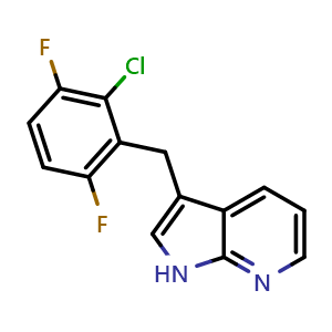 Chemical structure of 3-(2-Chloro-3,6-difluorobenzyl)-1H-pyrrolo[2,3-b]pyridine , CAS 2990482-96-5, AChemBlock Y233571