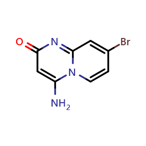 Chemical structure of 4-Amino-8-bromo-2H-pyrido[1,2-a]pyrimidin-2-one , CAS 2990108-20-6, AChemBlock Y233592