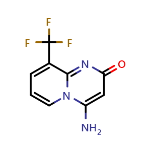 Chemical structure of 4-Amino-9-(trifluoromethyl)-2H-pyrido[1,2-a]pyrimidin-2-one , CAS 2990771-50-9, AChemBlock Y233593