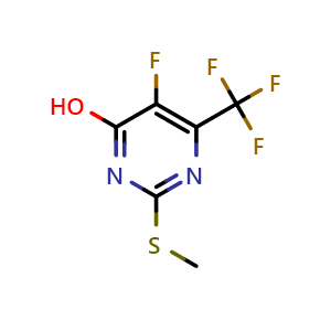 Chemical structure of 5-fluoro-2-(methylthio)-6-(trifluoromethyl)pyrimidin-4-ol , CAS 3037682-33-7, AChemBlock Y233604