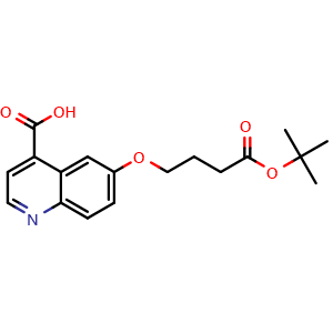 Chemical structure of 6-(4-(tert-butoxy)-4-oxobutoxy)quinoline-4-carboxylic acid , CAS 2969680-33-7, AChemBlock Y233608