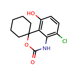 Chemical structure of 8-Chloro-5-hydroxyspiro[benzo[d][1,3]oxazine-4,1'-cyclohexan]-2(1H)-one , CAS 2938648-16-7, AChemBlock Y233620