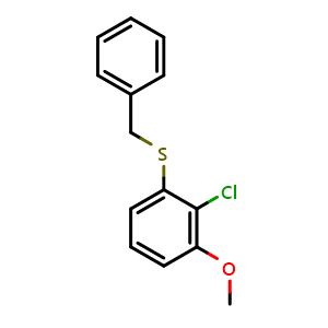 Chemical structure of Benzyl(2-chloro-3-methoxyphenyl)sulfane , CAS 2937301-97-6, AChemBlock Y233628