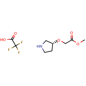 Chemical structure of Methyl (R)-2-(pyrrolidin-3-yloxy)acetate 2,2,2-trifluoroacetic acid , CAS 2990941-37-0, AChemBlock Y233640
