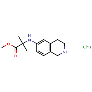Chemical structure of Methyl 2-methyl-2-((1,2,3,4-tetrahydroisoquinolin-6-yl)amino)propanoate hydrochloride , CAS 3037676-75-5, AChemBlock Y233645