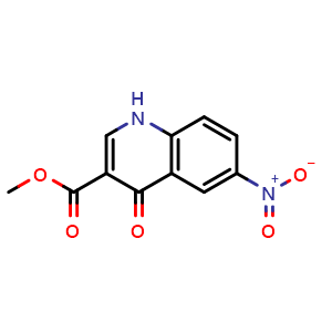 Chemical structure of Methyl 6-nitro-4-oxo-1,4-dihydroquinoline-3-carboxylate , CAS 2988205-11-2, AChemBlock Y233653