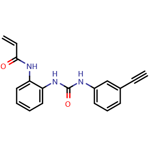 Chemical structure of N-(2-(3-(3-ethynylphenyl)ureido)phenyl)acrylamide , CAS 3037695-77-2, AChemBlock Y233654