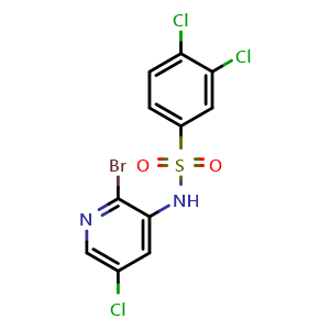 Chemical structure of N-(2-Bromo-5-chloropyridin-3-yl)-3,4-dichlorobenzenesulfonamide , AChemBlock Y233655
