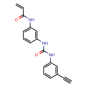 Chemical structure of N-(3-(3-(3-Ethynylphenyl)ureido)phenyl)acrylamide , CAS 3037703-19-5, AChemBlock Y233662