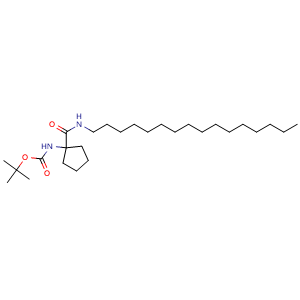 Chemical structure of tert-Butyl (1-(hexadecylcarbamoyl)cyclopentyl)carbamate , CAS 2989370-49-0, AChemBlock Y233676