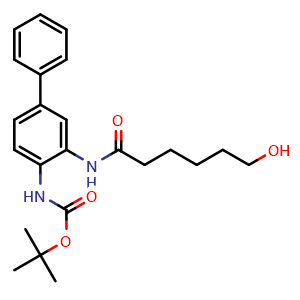 Chemical structure of tert-Butyl (3-(6-hydroxyhexanamido)-[1,1'-biphenyl]-4-yl)carbamate , CAS 3037703-88-8, AChemBlock Y233681