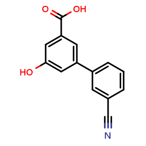 Chemical structure of 3-(3-Cyanophenyl)-5-hydroxybenzoic acid , CAS 1258637-09-0, AChemBlock Y233712