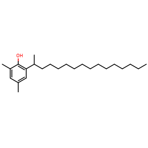 Chemical structure of 2,4-Dimethyl-6-(1-methylpentadecyl)-phenol , CAS 134701-20-5, AChemBlock Y233716
