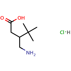 Chemical structure of 3-(Aminomethyl)-4,4-dimethylpentanoic acid hydrochloride , CAS 1461713-77-8, AChemBlock Y233719