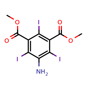 Chemical structure of dimethyl 5-amino-2,4,6-triiodoisophthalate , CAS 154921-11-6, AChemBlock Y233723