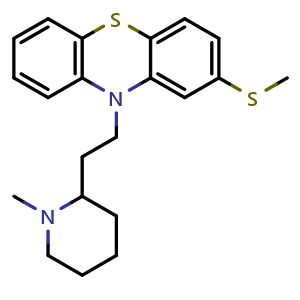 Chemical structure of 10-(2-(1-Methylpiperidin-2-yl)ethyl)-2-(methylthio)-10H-phenothiazine , CAS 50-52-2, AChemBlock Y233760