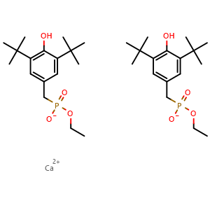 Chemical structure of Calcium bis[monoethyl(3,5-di-tert-butyl-4-hydroxylbenzyl)phosphonate] , CAS 65140-91-2, AChemBlock Y233772