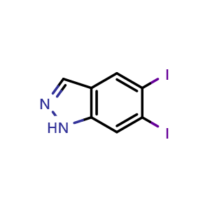 Chemical structure of 5,6-Diiodo-1H-indazole , CAS 3037703-03-7, AChemBlock Y233803