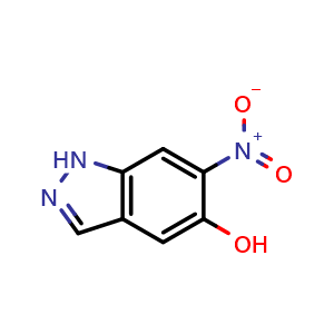 Chemical structure of 5-Hydroxy-6-nitro-1H-indazole , CAS 724767-16-2, AChemBlock Y233805