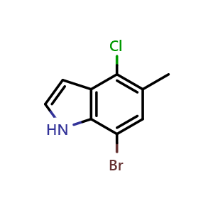 Chemical structure of 7-Bromo-4-chloro-5-methyl-1H-indole , CAS 3037695-93-2, AChemBlock Y233807
