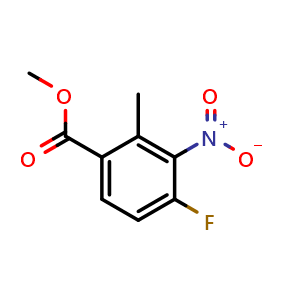 Chemical structure of methyl 4-fluoro-2-methyl-3-nitrobenzoate , CAS 1079991-69-7, AChemBlock Y233827