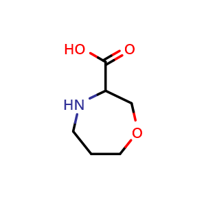 Chemical structure of 1,4-Oxazepane-3-carboxylic acid , CAS 1262407-75-9, AChemBlock Y233838