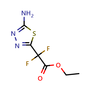 Chemical structure of Ethyl 2-(5-amino-1,3,4-thiadiazol-2-yl)-2,2-difluoroacetate , CAS 1286792-91-3, AChemBlock Y233843