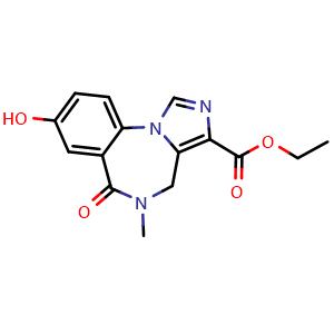 Chemical structure of Ethyl 8-hydroxy-5-methyl-6-oxo-5,6-dihydro-4H-benzo[f]imidazo[1,5-a][1,4]diazepine-3-carboxylate , CAS 131666-45-0, AChemBlock Y233848