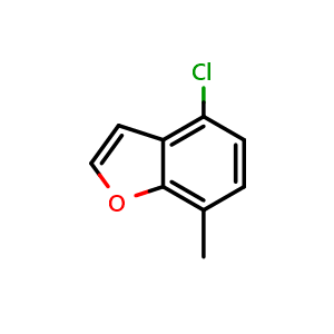 Chemical structure of 4-Chloro-7-methylbenzofuran , CAS 1427376-56-4, AChemBlock Y233860