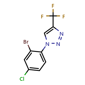 Chemical structure of 1-(2-Bromo-4-chlorophenyl)-4-(trifluoromethyl)-1H-1,2,3-triazole , CAS 1445866-55-6, AChemBlock Y233861